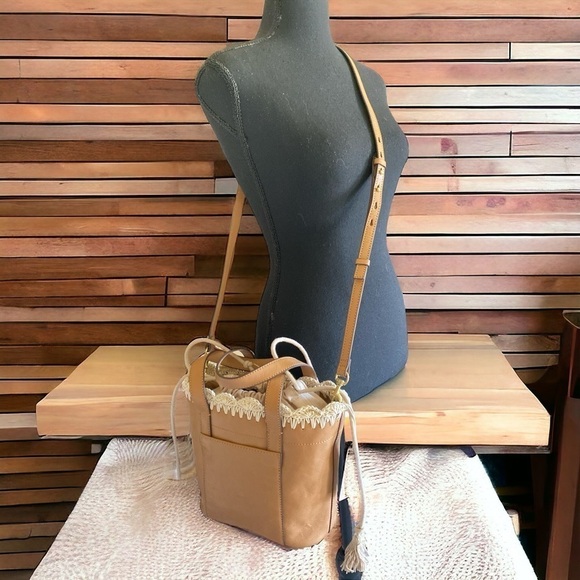 LUCKY BRAND Letoni Leather 2/1 Satchel with Macrame Crochet Trim Boho Chic NWT - Picture 12 of 12